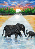 Mother & Baby Elephant Digital Art Download