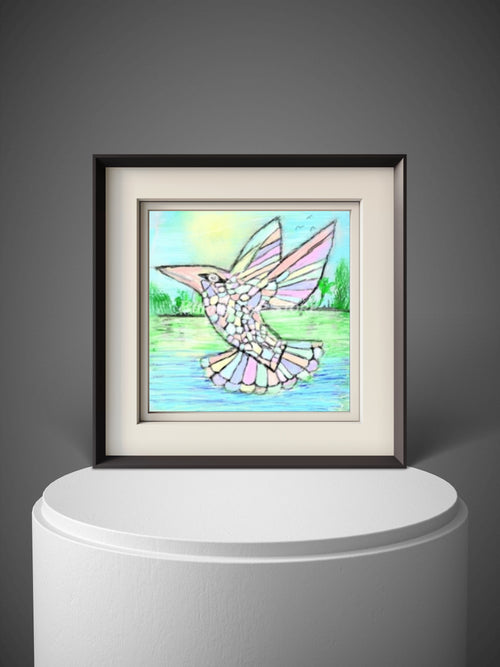 Beautiful Pastel Hummingbird – Original Digital Artwork
