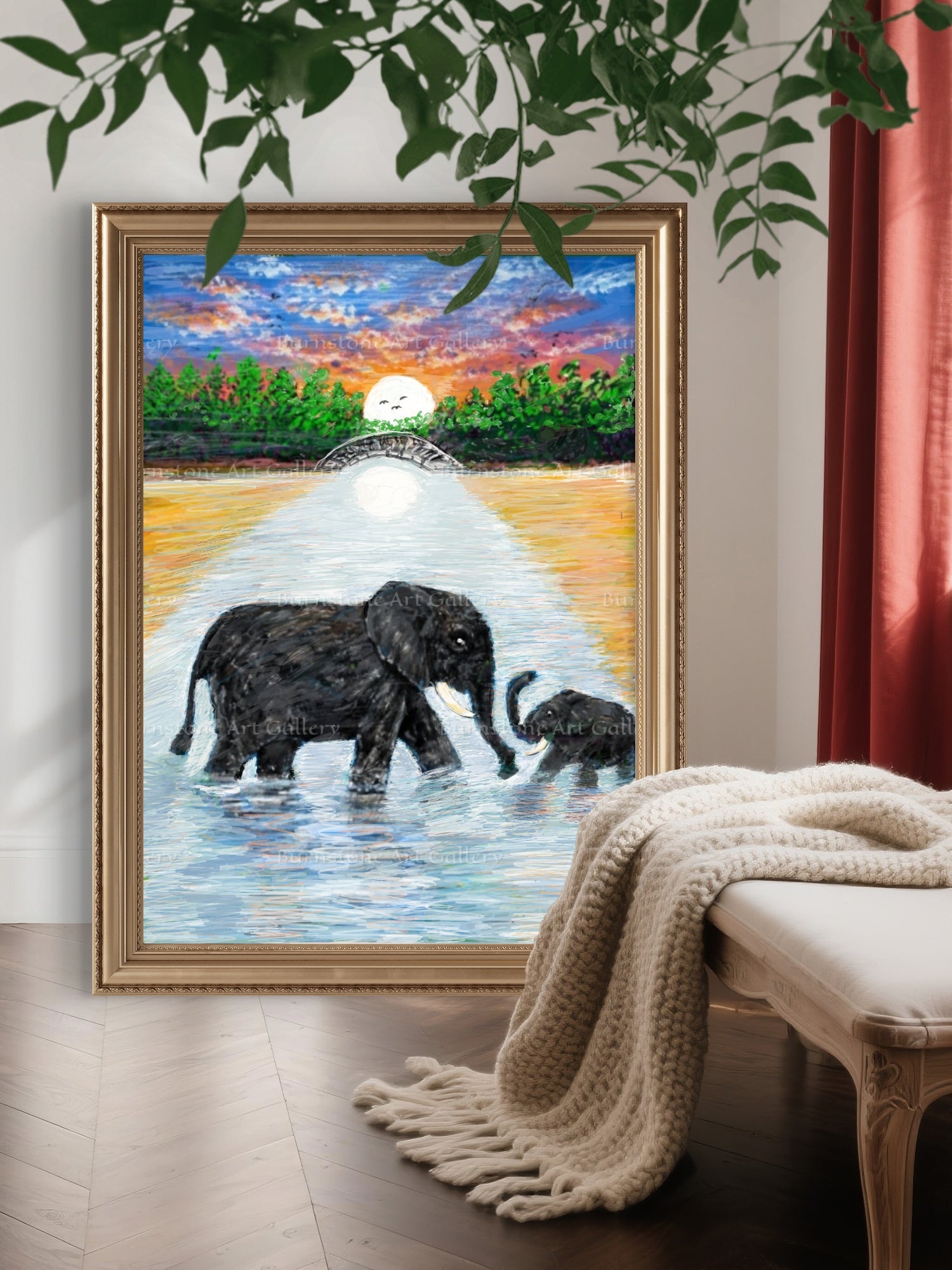 Mother & Baby Elephant Digital Art Download
