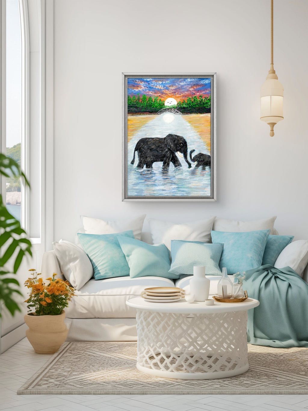 Mother & Baby Elephant Digital Art Download