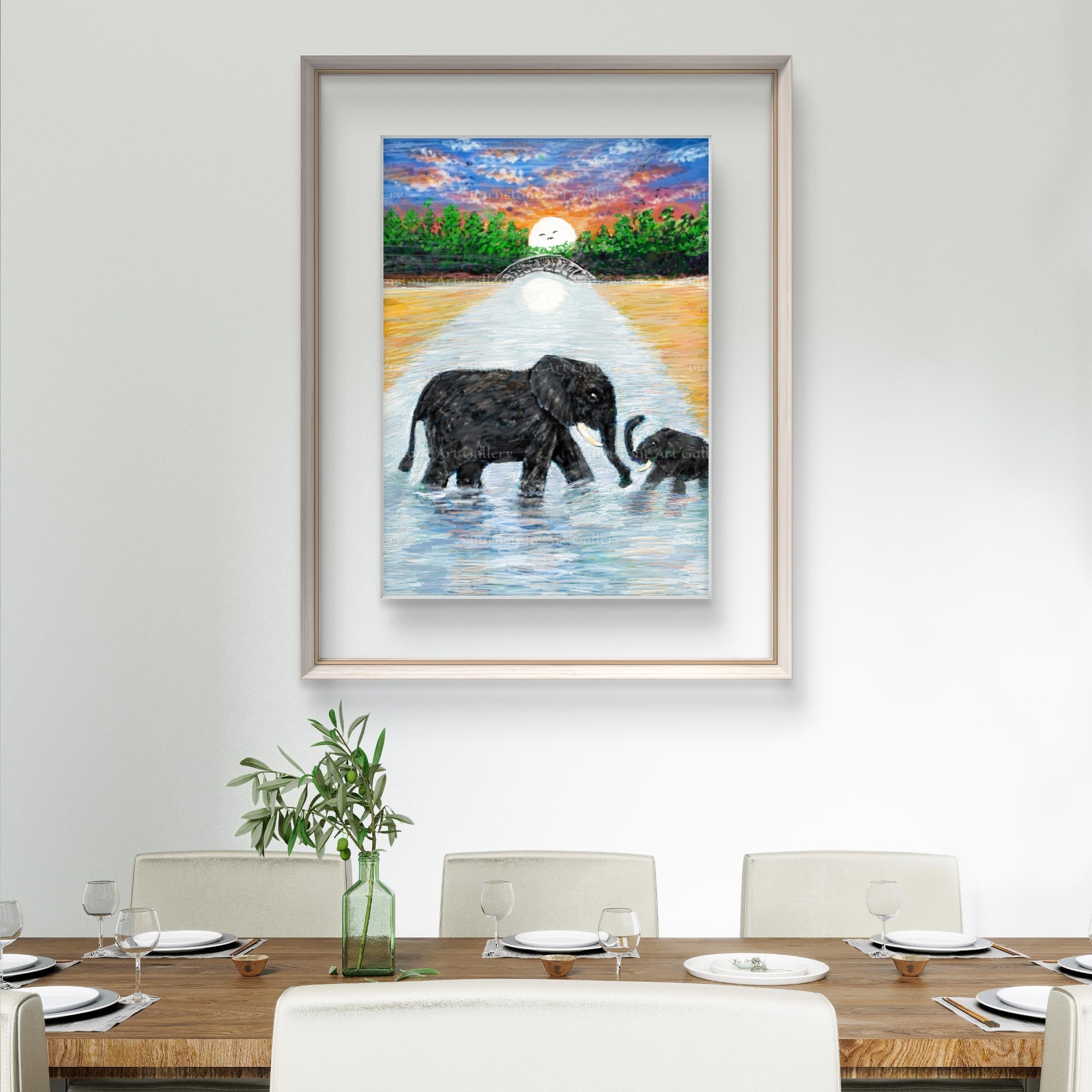 Mother & Baby Elephant Digital Art Download