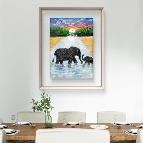 Mother & Baby Elephant Digital Art Download