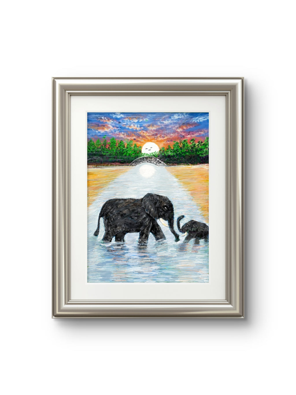 Mother & Baby Elephant Digital Art Download
