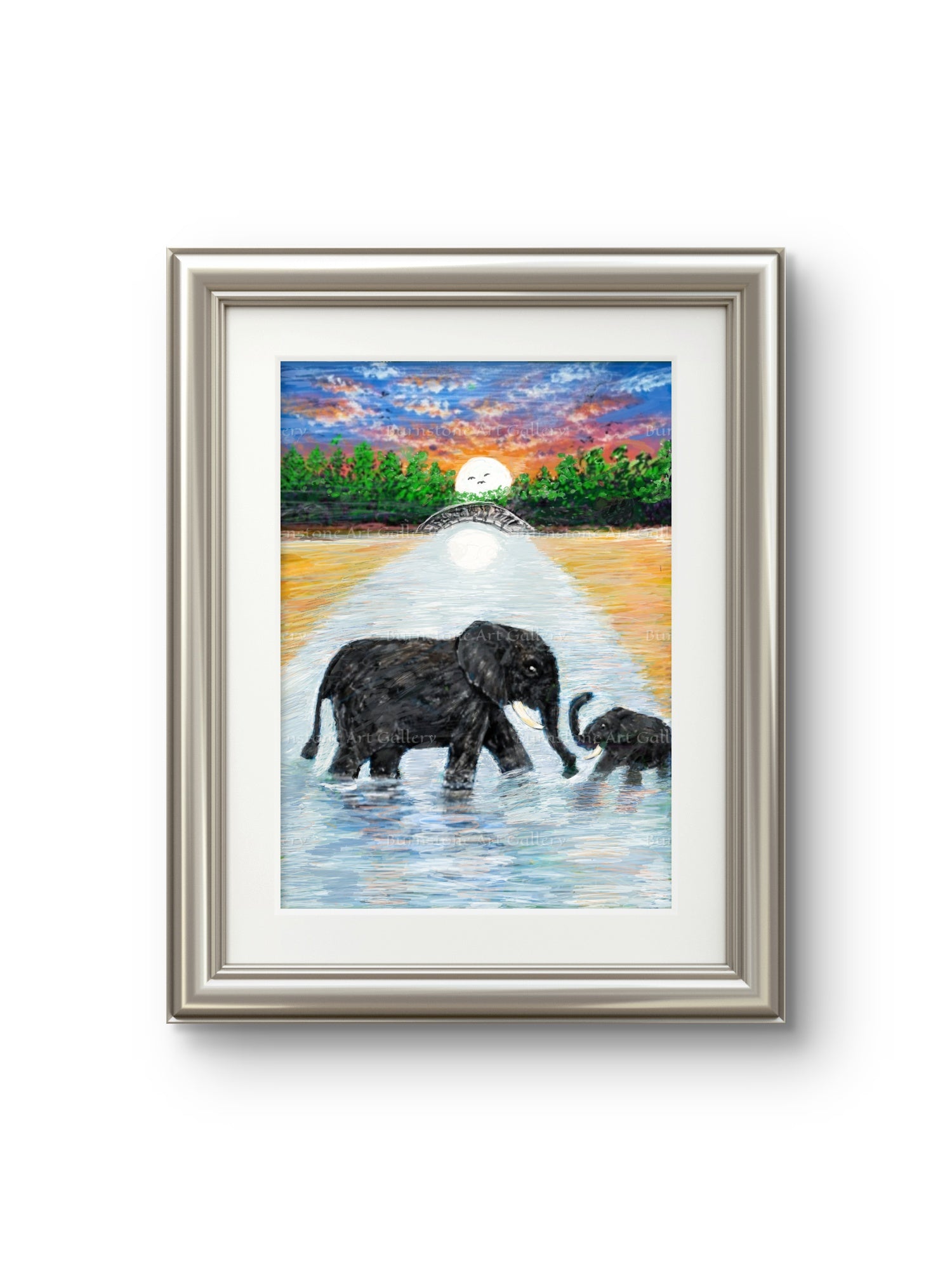 Mother & Baby Elephant Digital Art Download